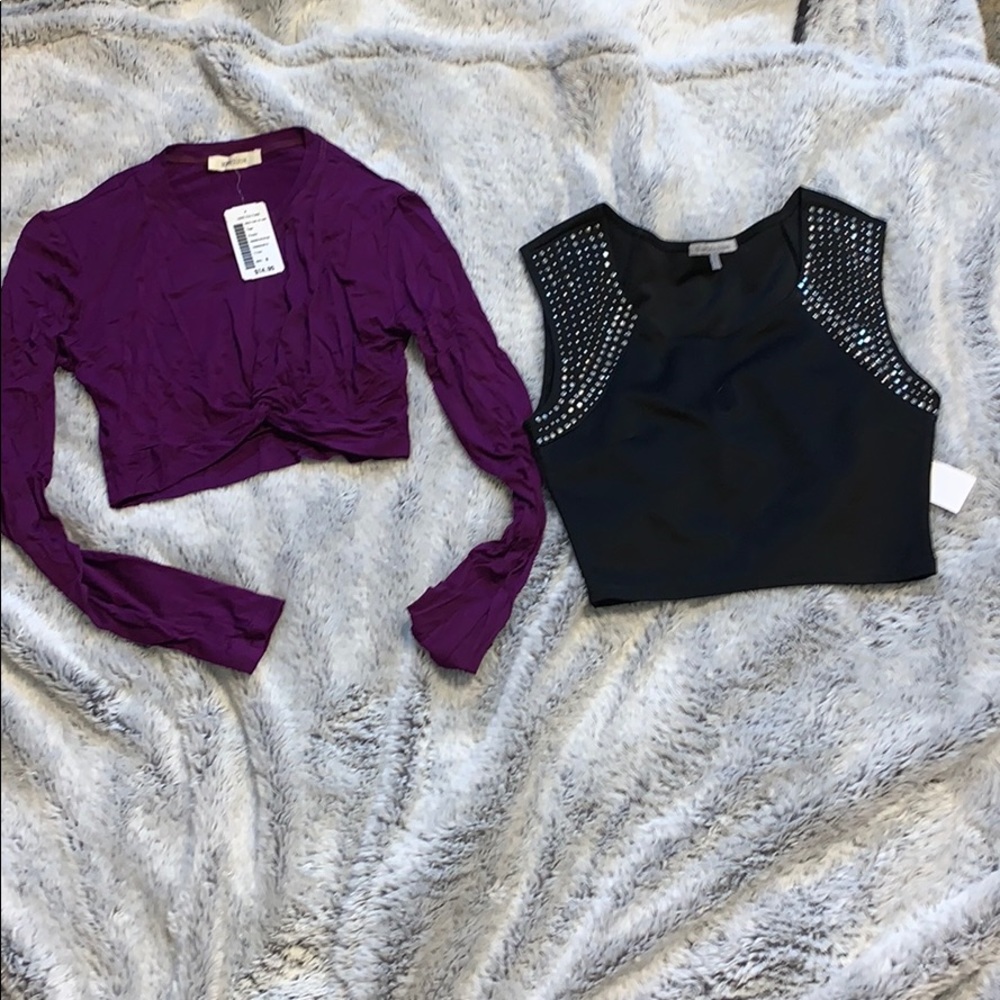 Purple crop top and a black crop top